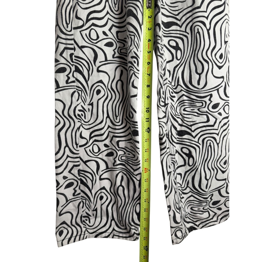 8 Birdies Women XS Black White Psychedelic Swirl Print High Waist Jeans Straight - Picture 7 of 7